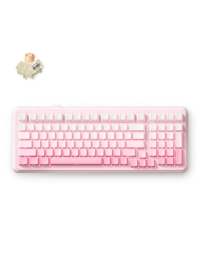 MCHOSE K99 V2 Wireless Gasket-Mount Mechanical Keyboard – Icy Creamsicle Switch, 98% Layout, Hot-Swap 3/5-Pin Switches, Tri-Mode, Dual-Shot PBT Keycaps, South-Facing RGB & Surround Lighting, 8000mAh Battery, Foam-Damped Cushion Typing, Pink Gradient | MC-K99V2-12 - Image 1